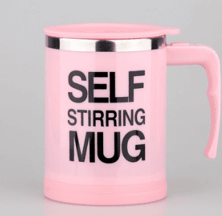 Coffee Self Stirrer Mug With Creative Handle, With Lid