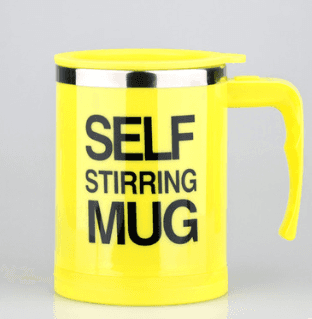 Coffee Self Stirrer Mug With Creative Handle, With Lid