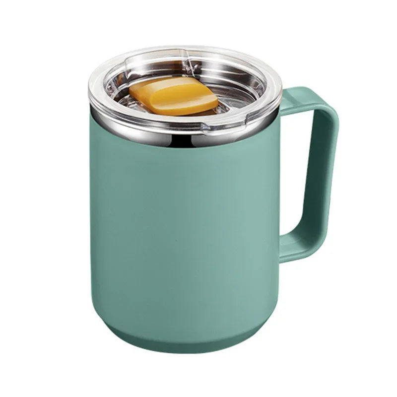 Stainless Steel Insulated Coffee Mug – 450 ml (Double-Wall Vacuum, Handle & Lid)