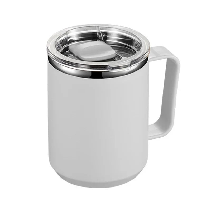 Stainless Steel Insulated Coffee Mug – 450 ml (Double-Wall Vacuum, Handle & Lid)