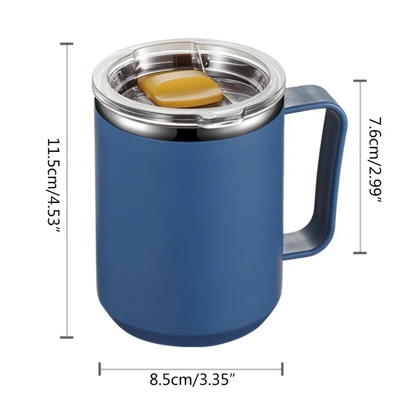 Stainless Steel Insulated Coffee Mug – 450 ml (Double-Wall Vacuum, Handle & Lid)